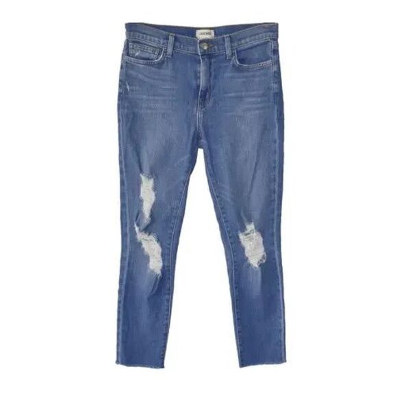 L'AGENCE Marcelle Blue Distressed Slim High Rise Jeans Size 27 - Picture 1 of 8